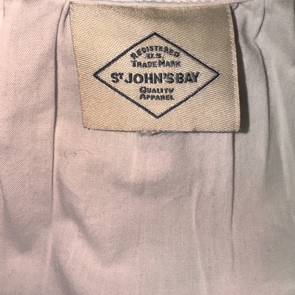 St. John's Bay White Blouse with Pink and Orange Floral Embroidery - Picture 2 of 4